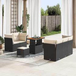 Ensemble de canap&eacute; de jardin avec coussin 8 pcs Noir et cr&egrave;me