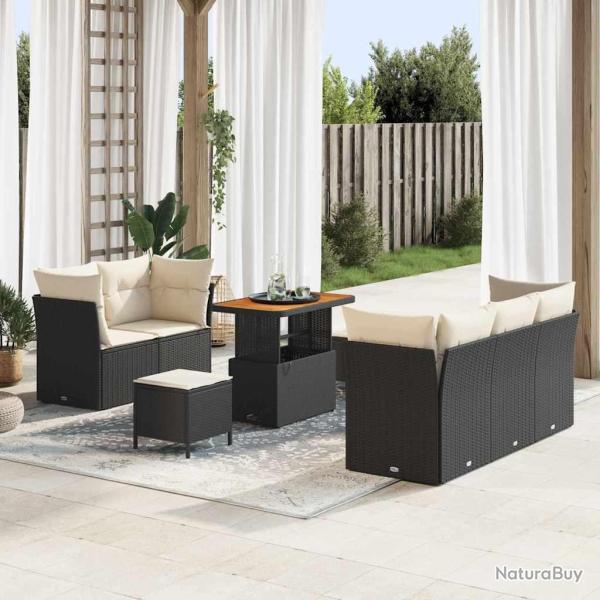 Ensemble de canap� de jardin avec coussin 8 pcs Noir et cr�me