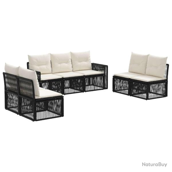 Ensemble de canap� de jardin 7 pcs Noir et blanc cr�me