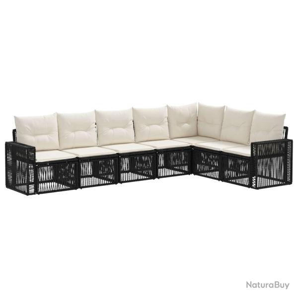 Ensemble de canap� de jardin 7 pcs Noir et blanc cr�me