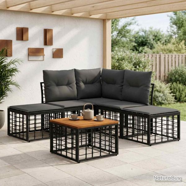 Ensemble de canap�s d'ext�rieur 6 pcs Noir et Gris fonc�