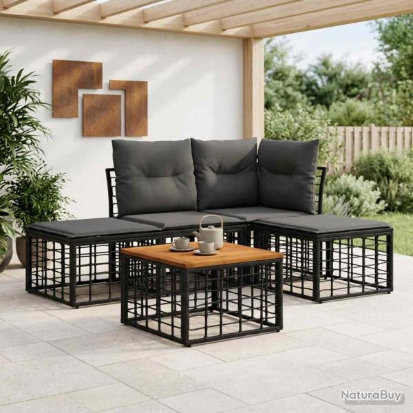 Ensemble de canap�s d'ext�rieur 5 pcs Noir et Gris fonc�