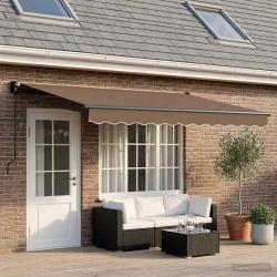 Auvent r&eacute;tractable Taupe 4,5 &times; 3 m 100% Polyester et Aluminium