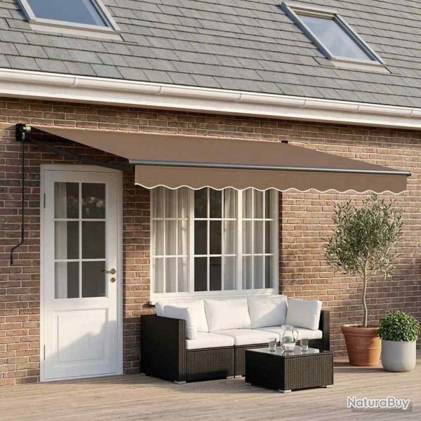 Auvent r�tractable Taupe 4,5 � 3 m 100% Polyester et Aluminium