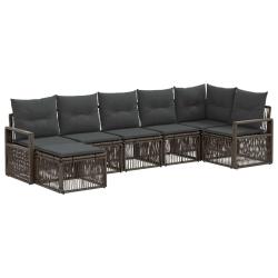 Ensemble de canap&eacute; de jardin 7 pcs Gris polyrotin