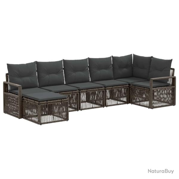 Ensemble de canap� de jardin 7 pcs Gris polyrotin