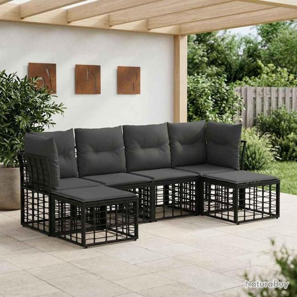 Ensemble de canap�s d'ext�rieur Noir Polyester