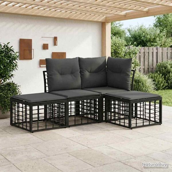 Ensemble de canap�s d'ext�rieur Noir Polyester