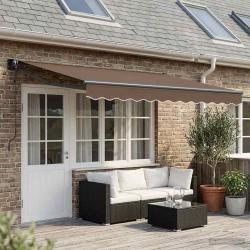 Auvent r&eacute;tractable Taupe 4,5 &times; 3 m Polyester et m&eacute;tal