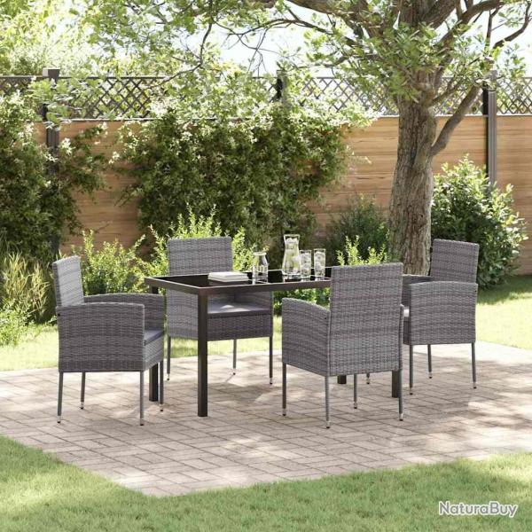Ensemble de salle � manger pour jardin 5 pcs Gris polyrotin