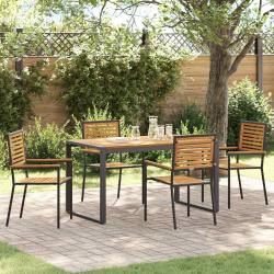 Ensemble de salle &agrave; manger pour jardin 5 pcs Noir et Marron