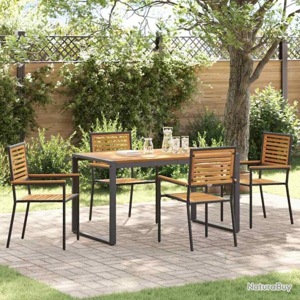 Ensemble de salle � manger pour jardin 5 pcs Noir et Marron