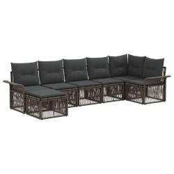 Ensemble de canap&eacute; de jardin 7 pcs Gris polyrotin