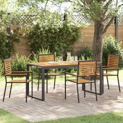 Ensemble de salle &agrave; manger pour jardin 5 pcs Noir et Marron