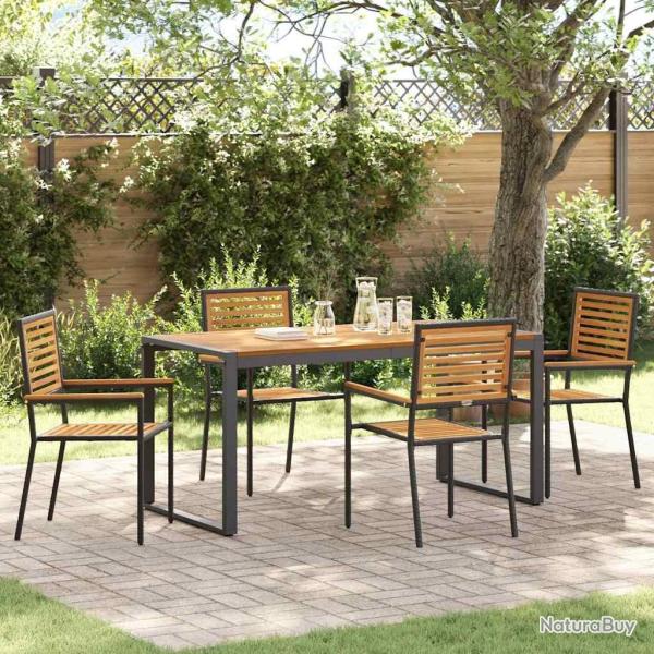 Ensemble de salle � manger pour jardin 5 pcs Noir et Marron