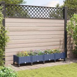 Jardini&egrave;re avec Roues Gris Bleu 160 x 40 x 33 cm PP