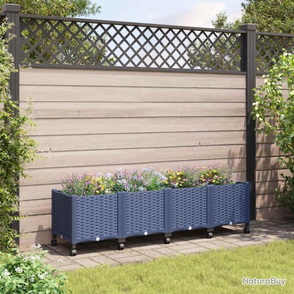 Jardini�re avec Roues Gris Bleu 160 x 40 x 48 cm PP