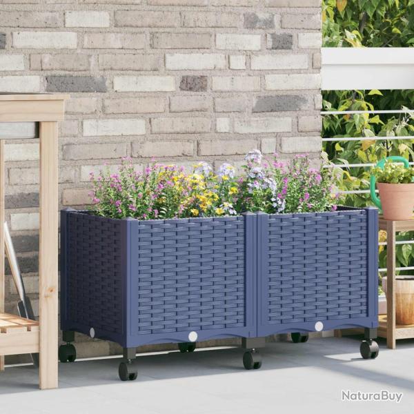 Jardini�re avec Roues Gris Bleu 80 x 40 x 48 cm PP