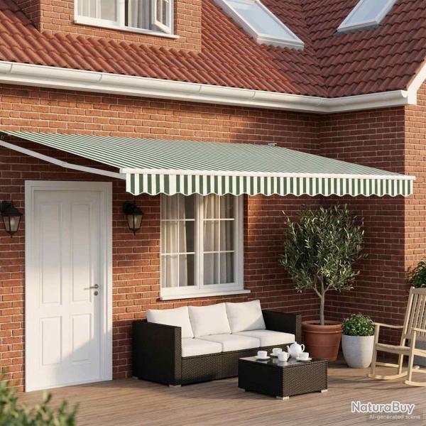 Store r�tractable manuel avec LEDs Vert et blanc 4 � 3 m