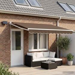 Store r&eacute;tractable manuel avec LEDs Taupe
