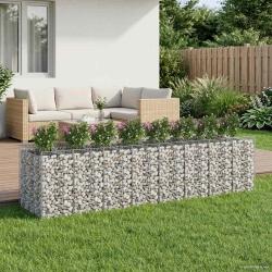 Lit sur&eacute;lev&eacute; gabion 4 pcs Argent&eacute;