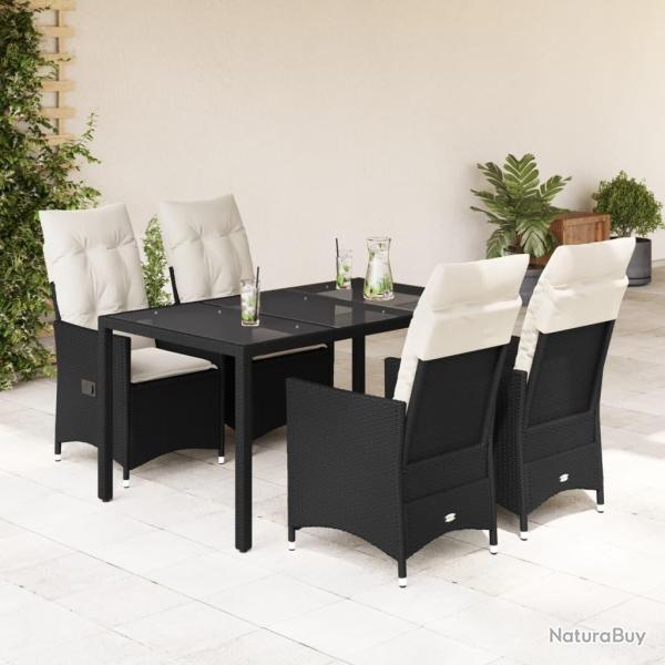 Ensemble � manger de jardin coussins 5pcs Noir R�sine tress�e
