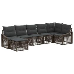 Ensemble de canap&eacute; de jardin 7 pcs Gris polyrotin