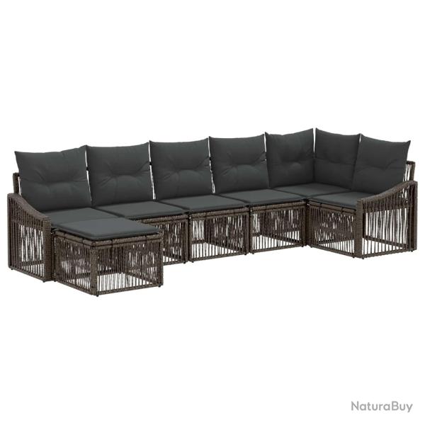 Ensemble de canap� de jardin 7 pcs Gris polyrotin