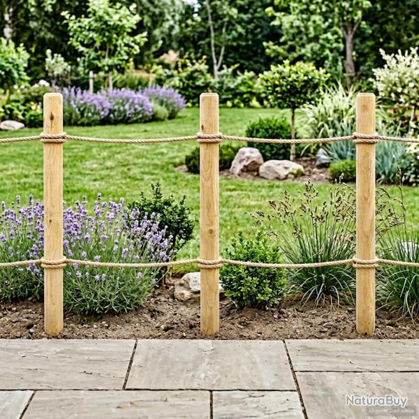 Poteaux de cl�ture 5 pc Vert 120 cm Bois de pin massif