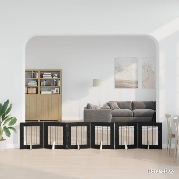 Porte de chien pliable avec supports 6 pcs Ch�ne noir 362 cm