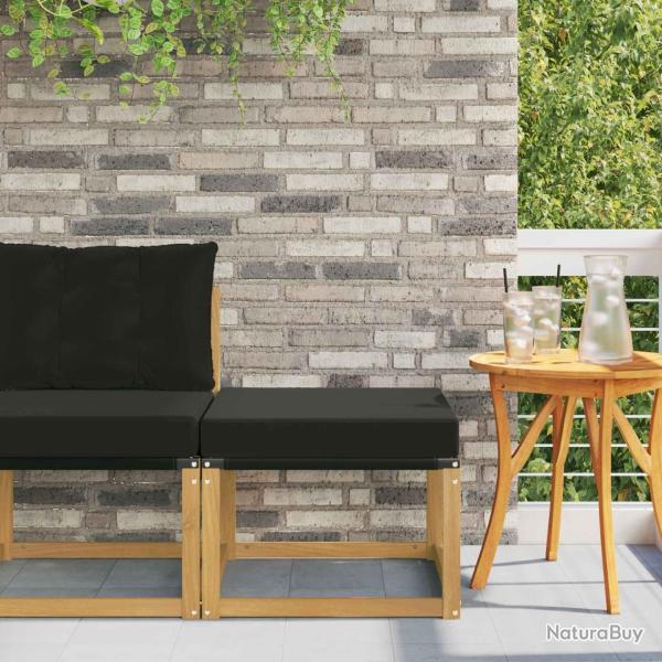 Pouf d'Ext�rieur Bois d'acacia massif et tissu Textil�ne Blanc