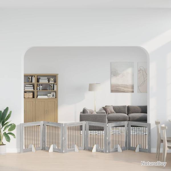Porte de chien pliable avec supports 6 pcs Sonoma gris 482 cm