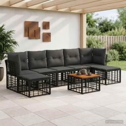 Ensemble de canap&eacute;s d'ext&eacute;rieur 8 pcs Noir et Gris fonc&eacute;