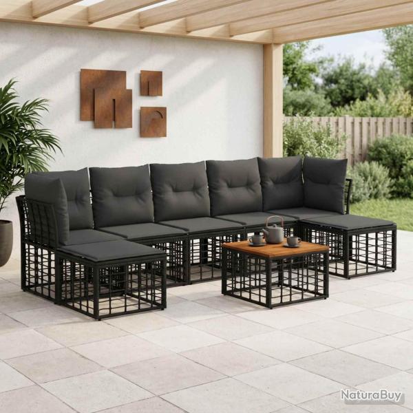 Ensemble de canap�s d'ext�rieur 8 pcs Noir et Gris fonc�