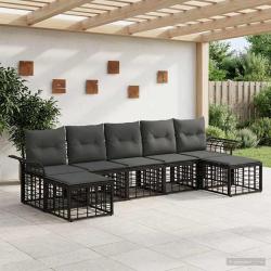 Ensemble de canap&eacute;s d'ext&eacute;rieur 7 pcs Noir et Gris fonc&eacute;