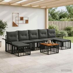 Ensemble de canap&eacute;s d'ext&eacute;rieur 8 pcs Noir et Gris fonc&eacute;