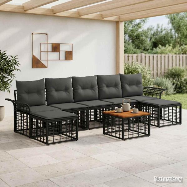 Ensemble de canap�s d'ext�rieur 8 pcs Noir et Gris fonc�