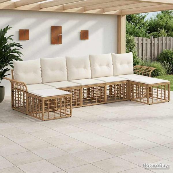 Ensemble de canap�s d'ext�rieur 7 pcs Blanc Naturel et Cr�me