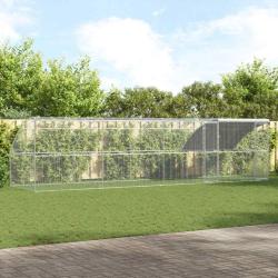 Cage &agrave; poules 4 pcs Argent&eacute; 800 x 200 x 200 cm Acier et PE