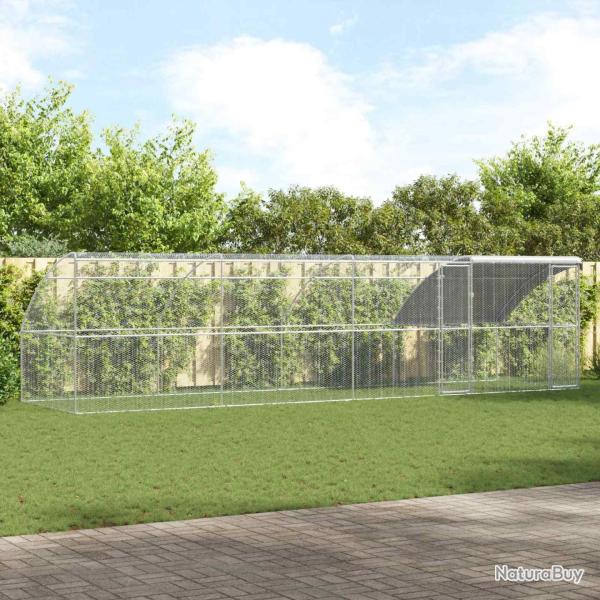 Cage � poules 4 pcs Argent� 800 x 200 x 200 cm Acier et PE