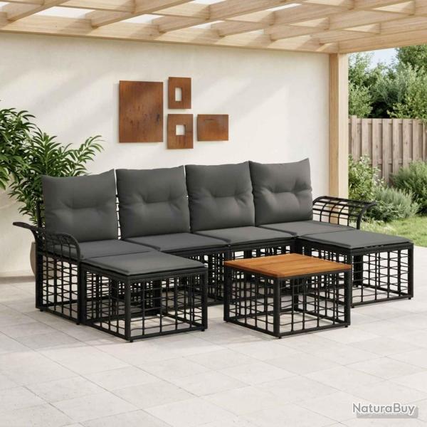 Ensemble de canap�s d'ext�rieur 7 pcs Noir et Gris fonc�