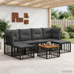 Ensemble de canap&eacute;s d'ext&eacute;rieur 7 pcs Noir et Gris fonc&eacute;