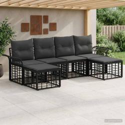 Ensemble de canap&eacute;s d'ext&eacute;rieur 6 pcs Noir et Gris fonc&eacute;