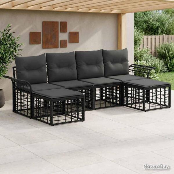 Ensemble de canap�s d'ext�rieur 6 pcs Noir et Gris fonc�