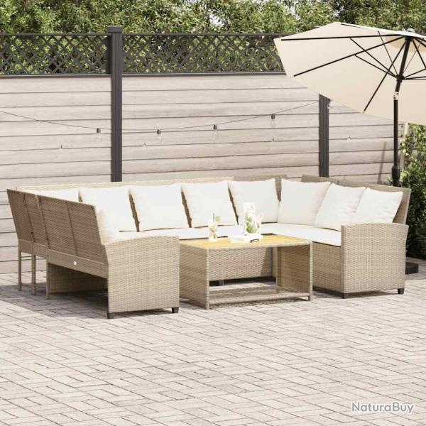 Canap� de jardin avec coussins beige r�sine tress�e