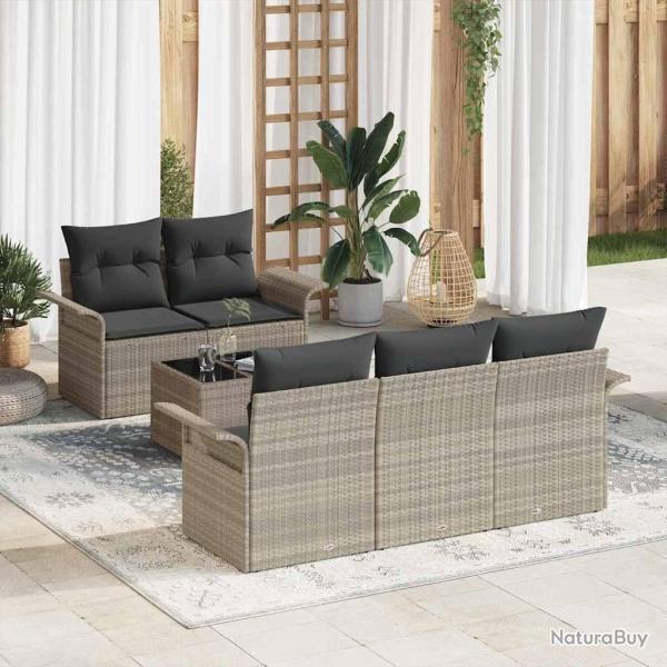 Ensemble de canap� de jardin 6 pcs Gris clair et gris fonc�