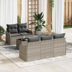 Ensemble de canap&eacute; de jardin Gris clair polyrotin