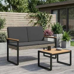 Banc ext&eacute;rieur Gris et Gris fonc&eacute; 107 x 61 x 80 cm polyrotin