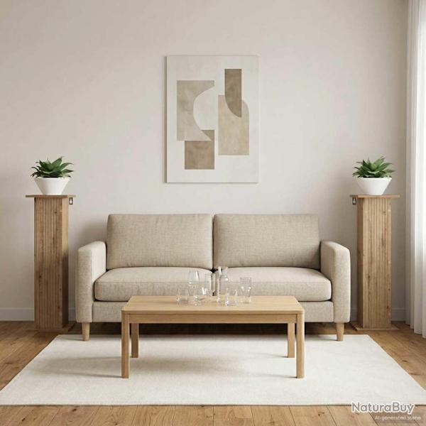 Support de Plante 2 pc Ch�ne artisanal 30,5 x 30 x 100,5 cm