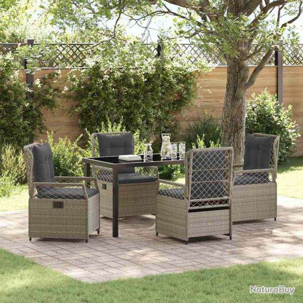 Ensemble de salle � manger pour jardin 5 pcs Gris clair
